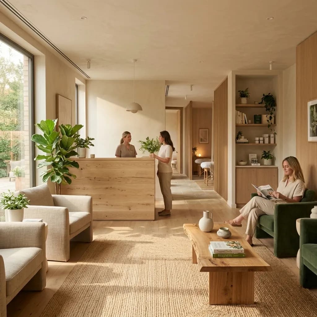 Peaceful wellness and chiropractic clinic interior